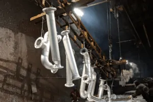 metal pipes on conveyor belt, galvanizing service Buffalo, NY